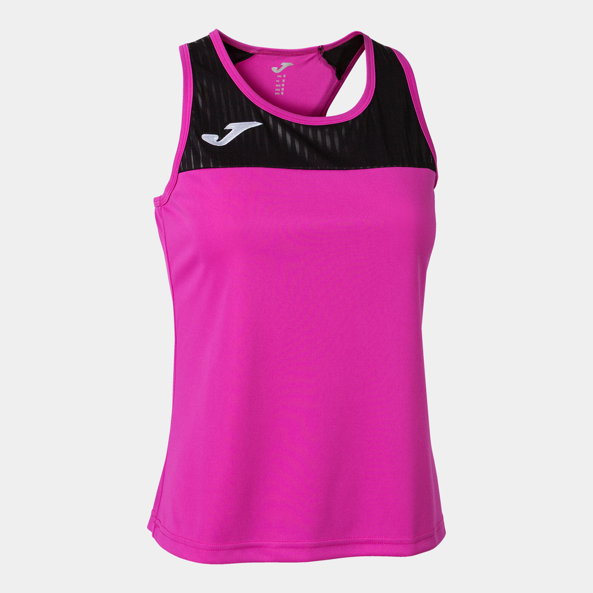 Camiseta tirantes mujer Montreal rosa flúor negro