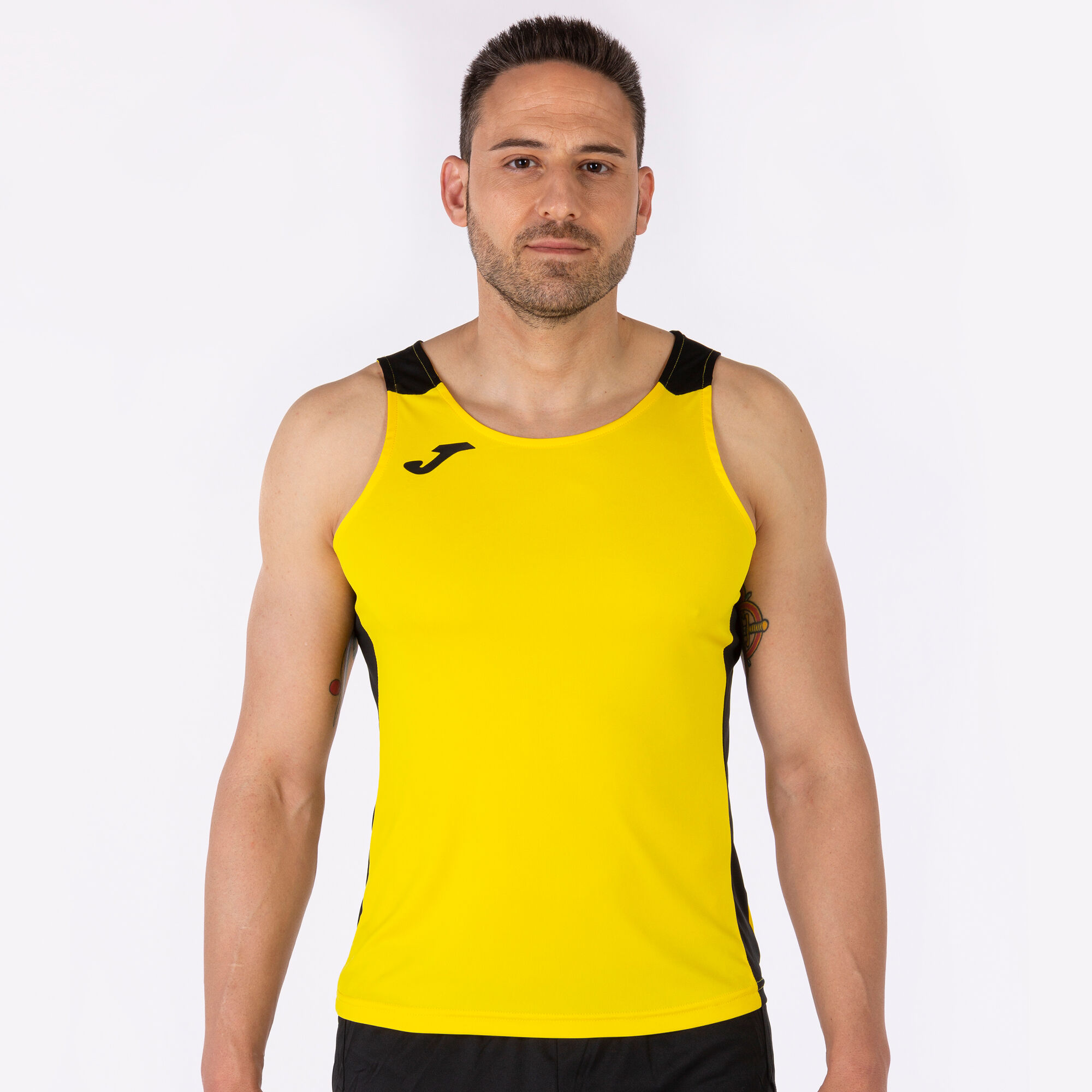 Camiseta tirantes hombre Record II amarillo negro