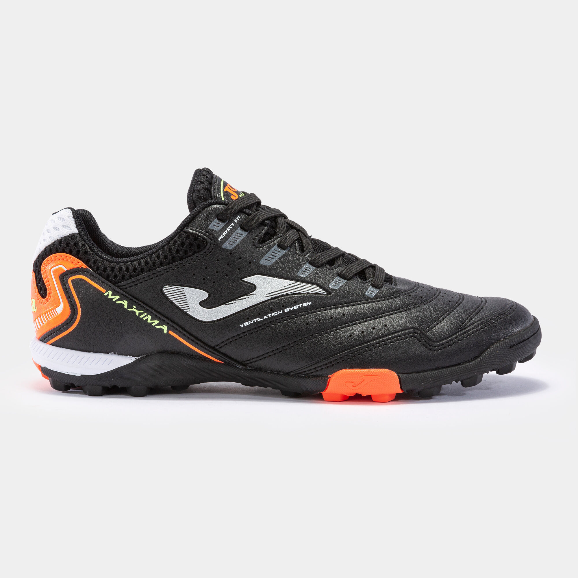 Botas fútbol Maxima 23 moqueta - turf negro naranja