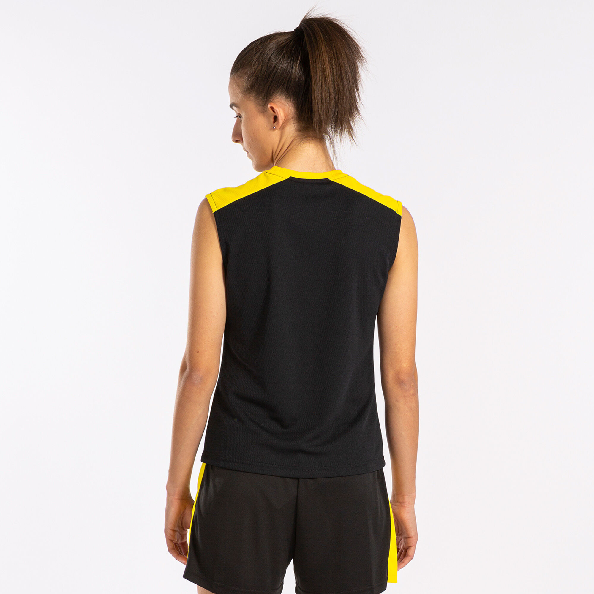 Camiseta tirantes mujer Eco Championship negro amarillo