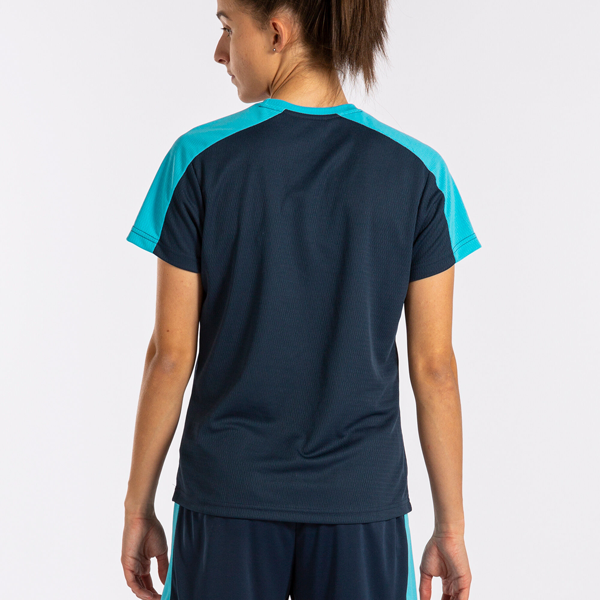 Camiseta manga corta mujer Eco Championship marino turquesa flúor